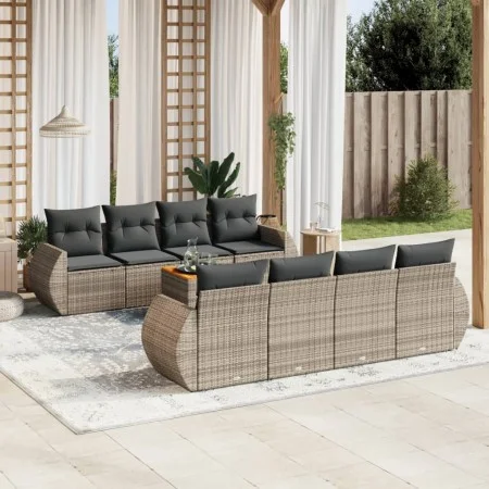 Set de muebles de jardín 9 pzas y cojines ratán sintético gris de , Conjuntos de jardín - Ref: Foro24-3257257, Precio: 593,41...