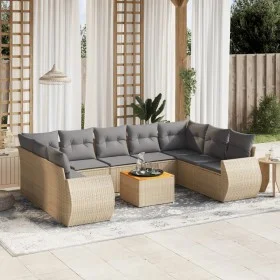 Gartensofa-Set mit beigen Kissen, 10-teilig, synthetisches Rattan von , Gartensets - Ref: Foro24-3257480, Preis: 651,77 €, Ra...