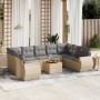 Gartensofa-Set mit beigen Kissen, 10-teilig, synthetisches Rattan von , Gartensets - Ref: Foro24-3257480, Preis: 663,43 €, Ra...