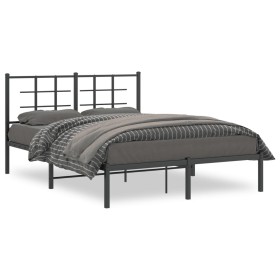 Estructura de cama con cabecero metal negro 140x190 cm