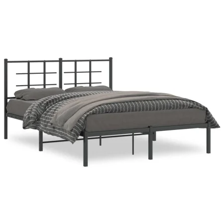 Bettgestell mit schwarzem Metallkopfteil 140x190 cm von , Betten und Lattenroste - Ref: Foro24-355561, Preis: 85,84 €, Rabatt: %