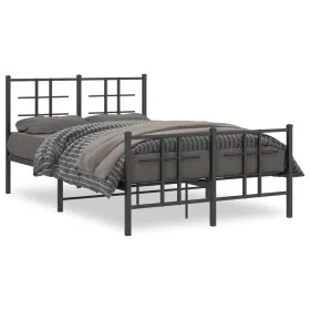 Black metal headboard and footboard bed frame 120x200 cm by , Beds and slatted bases - Ref: Foro24-355577, Price: 109,73 €, D...