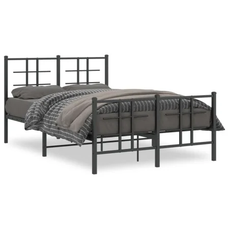 Estructura de cama cabecero y estribo metal negro 120x200 cm de , Camas y somieres - Ref: Foro24-355577, Precio: 109,73 €, De...
