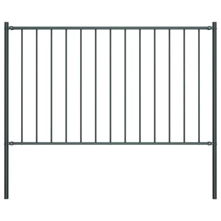 Grau pulverbeschichtetes Stahlzaunelement und Pfosten 1,7 x 1 m von vidaXL, Zaunpaneele - Ref: Foro24-145213, Preis: 58,88 €,...
