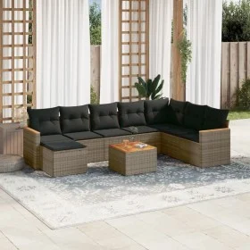 9-piece garden furniture set and gray synthetic rattan cushions by , Garden sets - Ref: Foro24-3226256, Price: 495,80 €, Disc...