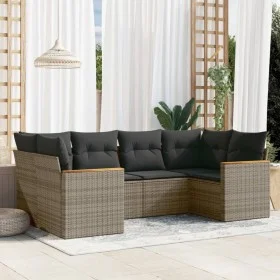 6-piece garden furniture set and gray synthetic rattan cushions by , Garden sets - Ref: Foro24-3226263, Price: 372,18 €, Disc...