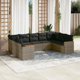 9-piece garden furniture set and gray synthetic rattan cushions by , Garden sets - Ref: Foro24-3226277, Price: 529,21 €, Disc...
