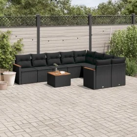 Gartensofa-Set 10-teilig mit schwarzen synthetischen Rattankissen von , Gartensets - Ref: Foro24-3226307, Preis: 607,54 €, Ra...