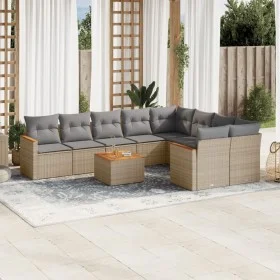 Gartensofa-Set mit beigen Kissen, 10-teilig, synthetisches Rattan von , Gartensets - Ref: Foro24-3226311, Preis: 591,53 €, Ra...