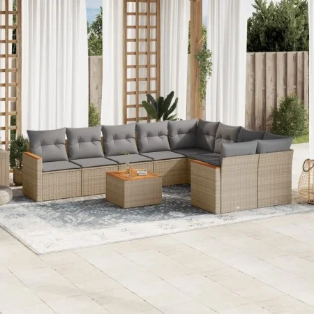 Garden sofa set with beige cushions 10 pieces synthetic rattan by , Garden sets - Ref: Foro24-3226311, Price: 591,53 €, Disco...
