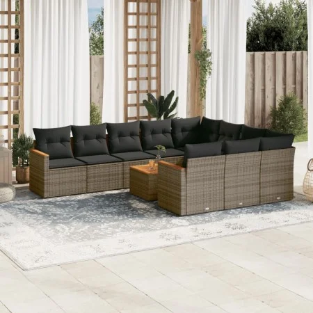 11-piece garden sofa set and gray synthetic rattan cushions by , Garden sets - Ref: Foro24-3226347, Price: 625,63 €, Discount: %