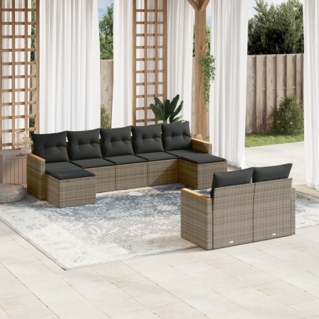 9-teiliges Gartenmöbel-Set und graue synthetische Rattankissen von , Gartensets - Ref: Foro24-3226403, Preis: 482,41 €, Rabat...