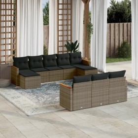 10-teiliges Gartensofa-Set mit grauen synthetischen Rattankissen von , Gartensets - Ref: Foro24-3226417, Preis: 546,57 €, Rab...