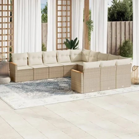 11-teiliges Gartensofa-Set mit beigen synthetischen Rattankissen von , Gartensets - Ref: Foro24-3226429, Preis: 709,24 €, Rab...