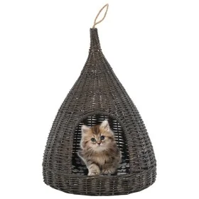 Cat house with tipi cushion shaped natural gray willow 40x60cm by vidaXL, Cat furniture - Ref: Foro24-170778, Price: 92,38 €,...