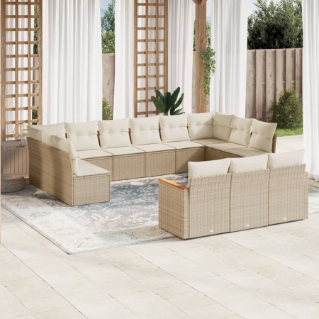 Set sofás de jardín con cojines 13 pzas ratán sintético beige de , Conjuntos de jardín - Ref: Foro24-3226457, Precio: 838,07 ...