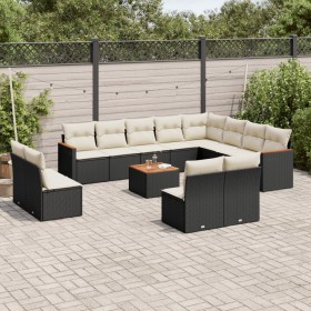 Gartensofa- und Kissenset 13-teilig aus schwarzem synthetischem Rattan von , Gartensets - Ref: Foro24-3226476, Preis: 716,71 ...