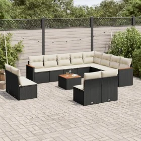 Set de sofás de jardín y cojines 13 pzas ratán sintético negro de , Conjuntos de jardín - Ref: Foro24-3226476, Precio: 741,28...