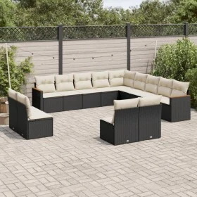 Garden sofa and cushion set 13 pieces black synthetic rattan by , Garden sets - Ref: Foro24-3226483, Price: 755,60 €, Discoun...