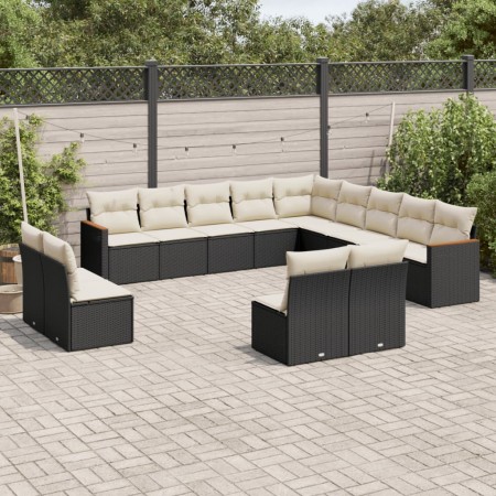 Gartensofa- und Kissenset 13-teilig aus schwarzem synthetischem Rattan von , Gartensets - Ref: Foro24-3226483, Preis: 729,93 ...