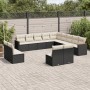 Garden sofa and cushion set 13 pieces black synthetic rattan by , Garden sets - Ref: Foro24-3226483, Price: 729,93 €, Discoun...