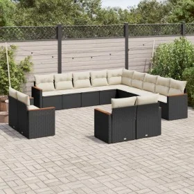 Garden sofa and cushion set 13 pieces black synthetic rattan by , Garden sets - Ref: Foro24-3226525, Price: 829,84 €, Discoun...