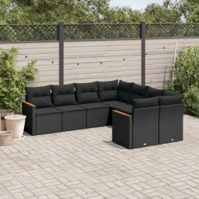 8-piece garden sofa set and black synthetic rattan cushions by , Garden sets - Ref: Foro24-3226552, Price: 525,75 €, Discount: %