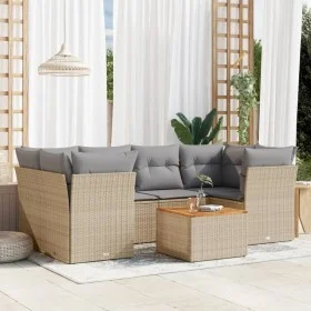 Gartensofa-Set mit beigem Kissenmix, 7-teilig aus PE-Rattan von , Gartensets - Ref: Foro24-3255828, Preis: 466,81 €, Rabatt: %