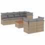 Set de sofás de jardín y cojines 8 pzas ratán PE beige mezcla