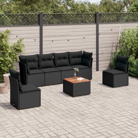 7-piece garden dining set and black synthetic rattan cushions by , Garden sets - Ref: Foro24-3255880, Price: 428,40 €, Discou...