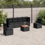 Set de comedor de jardín 7 pzas y cojines ratán sintético negro de , Conjuntos de jardín - Ref: Foro24-3255880, Precio: 428,22 €