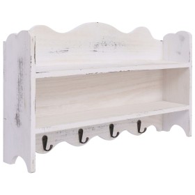 Perchero de pared de madera blanco 50x10x30 cm de vidaXL, Percheros para sombreros y abrigos - Ref: Foro24-284235, Precio: 62...