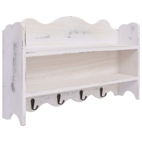 Perchero de pared de madera blanco 50x10x30 cm