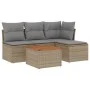 Juego de sofás jardín con cojines beige mezcla 5 pzas ratán PE de , Conjuntos de jardín - Ref: Foro24-3255926, Precio: 279,04...