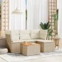 Garden sofa set with cushions 5 pieces beige synthetic rattan by , Garden sets - Ref: Foro24-3255939, Price: 317,90 €, Discou...