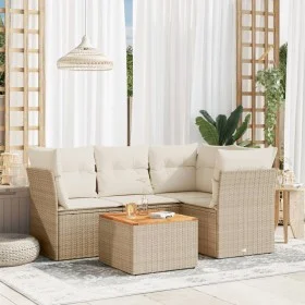 Garden sofa set with cushions 5 pieces beige synthetic rattan by , Garden sets - Ref: Foro24-3255953, Price: 344,98 €, Discou...