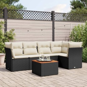 6-teiliges Gartensofa-Set und schwarze synthetische Rattankissen von , Gartensets - Ref: Foro24-3255958, Preis: 361,72 €, Rab...