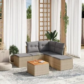 Juego de sofás jardín con cojines beige mezcla 6 pzas ratán PE by , Garden sets - Ref: Foro24-3256003, Price: 340,34 €, Disco...