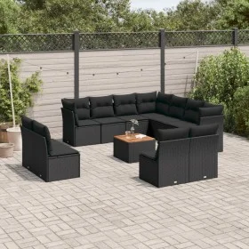 Gartensofa-Set 12-teilig mit schwarzen synthetischen Rattankissen von , Gartensets - Ref: Foro24-3256034, Preis: 685,19 €, Ra...