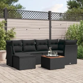 7-piece garden dining set and black synthetic rattan cushions by , Garden sets - Ref: Foro24-3256076, Price: 428,32 €, Discou...