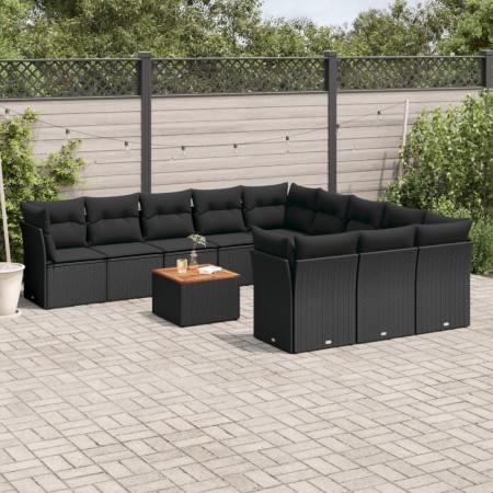 Garden sofa set 12 pieces with black synthetic rattan cushions by , Garden sets - Ref: Foro24-3256237, Price: 795,04 €, Disco...