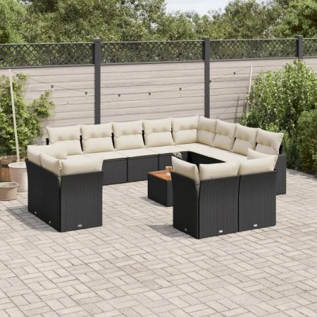 Set de sofás de jardín y cojines 13 pzas ratán sintético negro by , Garden sets - Ref: Foro24-3256280, Price: 841,10 €, Disco...