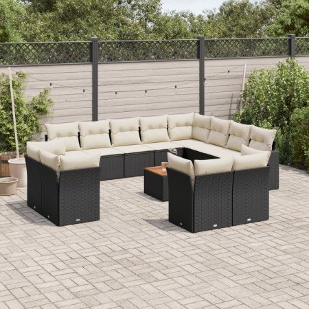 Set de sofás de jardín y cojines 13 pzas ratán sintético negro by , Garden sets - Ref: Foro24-3256280, Price: 851,59 €, Disco...