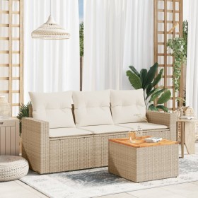 Garden sofa set with cushions 4 pieces beige synthetic rattan by , Garden sets - Ref: Foro24-3256324, Price: 299,38 €, Discou...