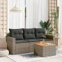 4-piece garden sofa set and gray synthetic rattan cushions by , Garden sets - Ref: Foro24-3256326, Price: 249,27 €, Discount: %
