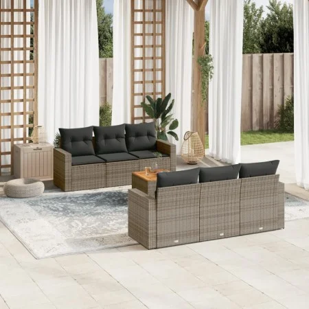 7-teiliges Gartensofa-Set mit grauen PE-Rattan-Kissen von , Gartensets - Ref: Foro24-3256347, Preis: 461,60 €, Rabatt: %