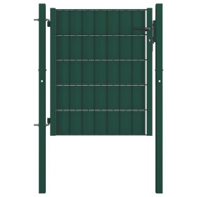 Puerta de valla de PVC y acero verde 100x81 cm