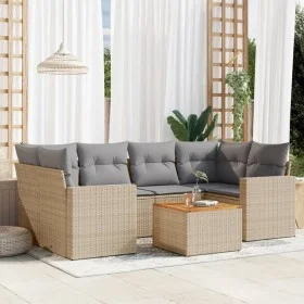 Juego de sofás jardín con cojines beige mezcla 7 pzas ratán PE de , Conjuntos de jardín - Ref: Foro24-3256353, Precio: 488,53...