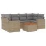 Gartensofa-Set mit beigem Kissenmix, 7-teilig aus PE-Rattan von , Gartensets - Ref: Foro24-3256353, Preis: 488,53 €, Rabatt: %