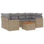 Juego de sofás jardín con cojines beige mezcla 7 pzas ratán PE de , Conjuntos de jardín - Ref: Foro24-3256353, Precio: 497,29 €